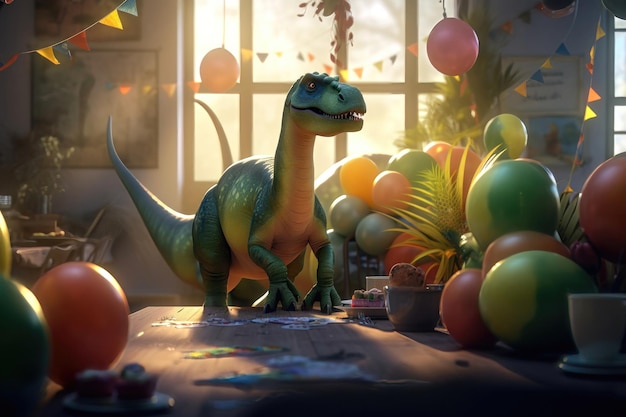 Foto dinosaur party ai generiert