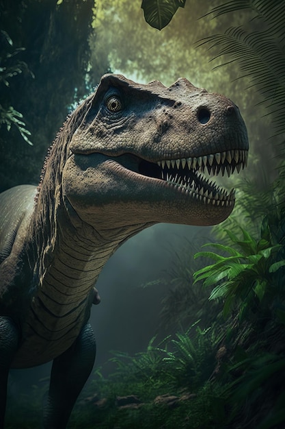 Dinosaur Trex na selva Generative AI