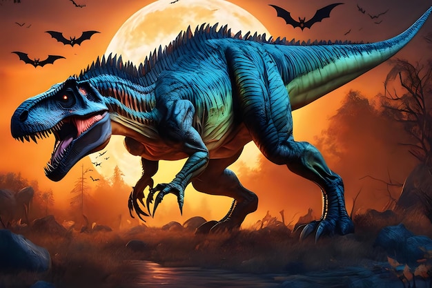 Dinosaure-Halloween-Illustration mit Tyrannosaurus Rex