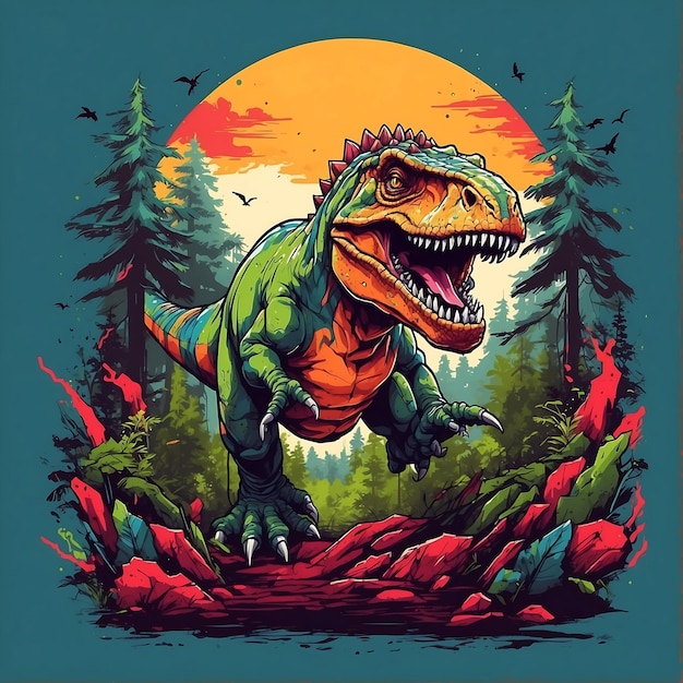 Foto dinosaurier-design für t-shirt cool-t-shirt-design mit einem trex-dinosaurier mit dem zitat