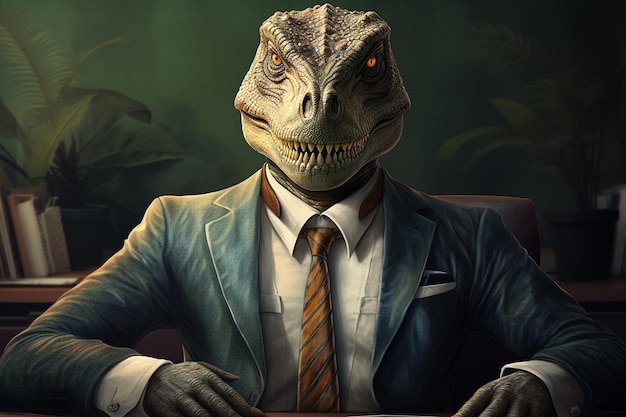 Dinosaurier-Geschäftsmann