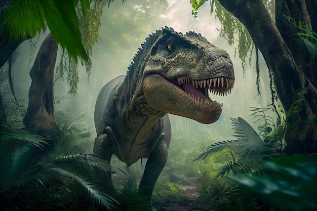 Foto dinosaurier im dschungel generative ki generative ki
