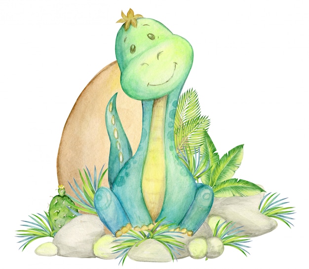 Dinosaurier, Kinderillustration. Aquarell süße Dinosaurier