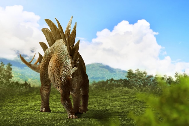 Dinosaurio en 3D Stegosaurus en la jungla