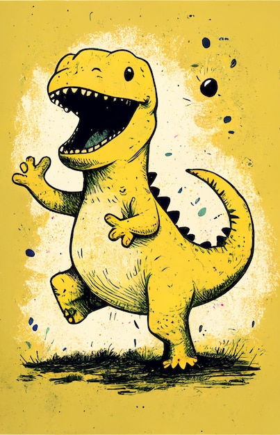 Un dinosaurio amarillo con at - rex en él