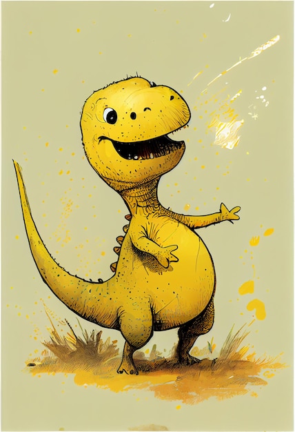 Un dinosaurio amarillo con at - rex en él