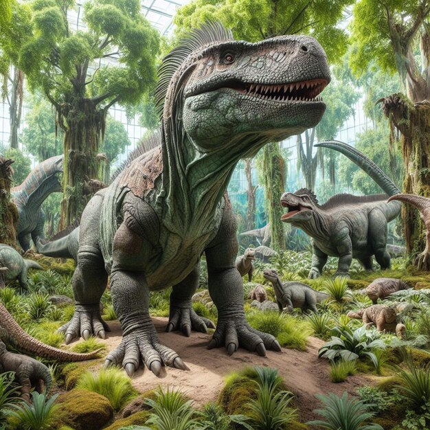 Foto el dinosaurio en el bosque