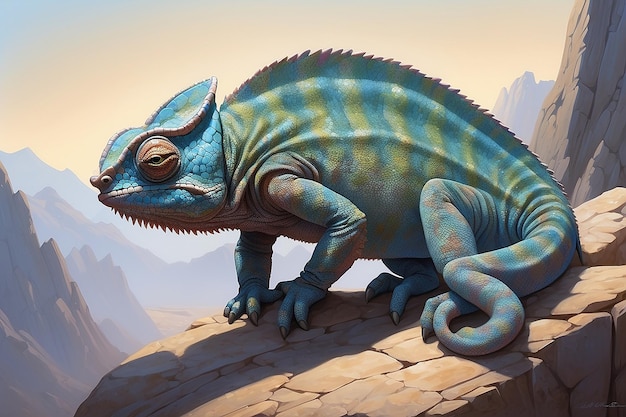 Foto un dinosaurio con una cabeza azul y un ojo marrón