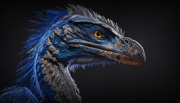 Dinosaurio carnívoro azul animal extinto Ai generó arte.