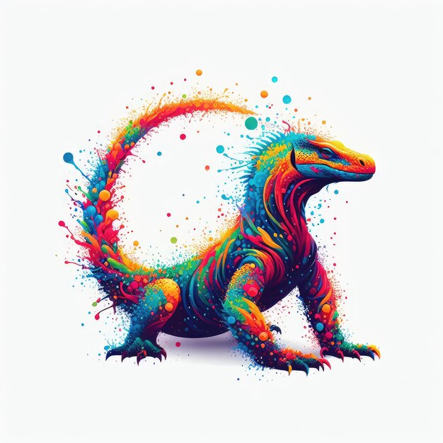 un dinosaurio colorido con colores multicolores en él