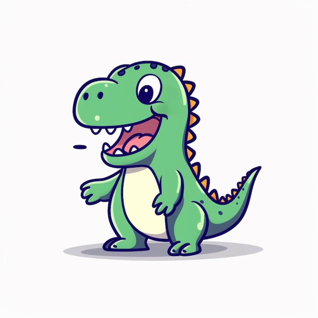 dinosaurio de dibujos animados con la boca abierta y la lengua fuera generativo ai