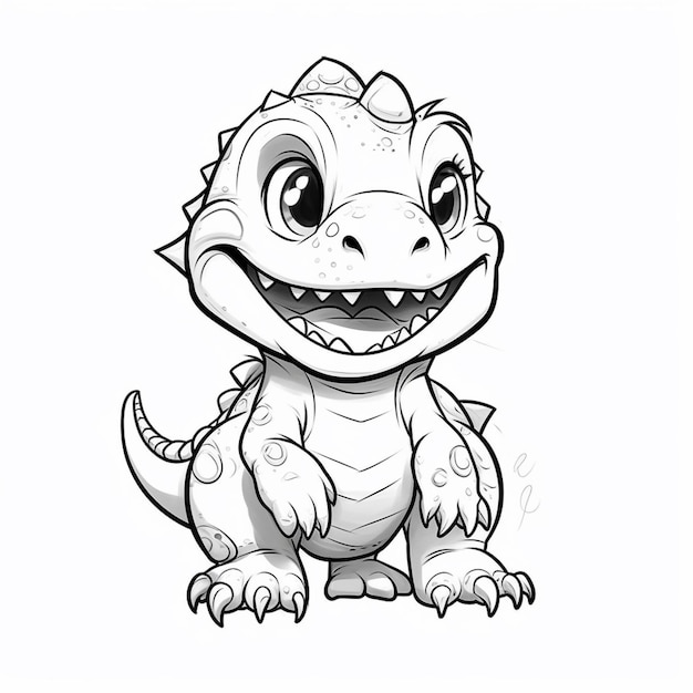 Un dinosaurio de dibujos animados con un gran ojo y una gran sonrisa.