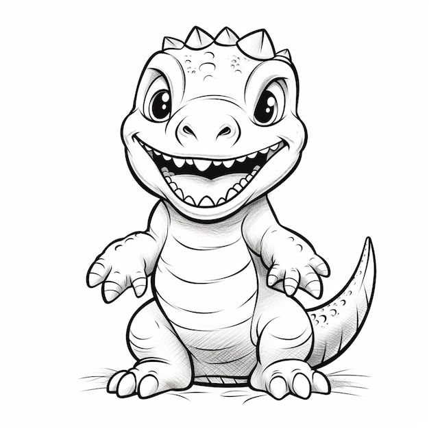 Un dinosaurio de dibujos animados con una gran sonrisa.