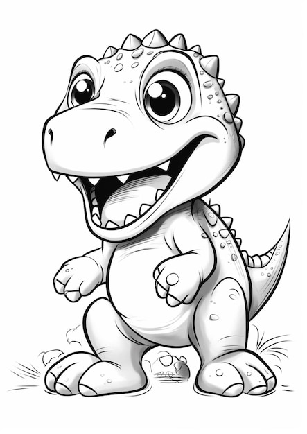 Un dinosaurio de dibujos animados con grandes ojos y una gran sonrisa generativa.