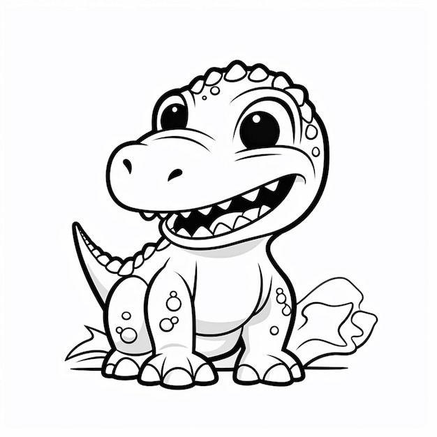 un dinosaurio de dibujos animados con un huevo roto en la boca ai generativa