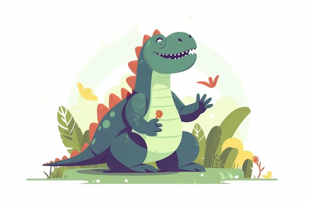 Foto dinosaurio de dibujos animados en la naturaleza