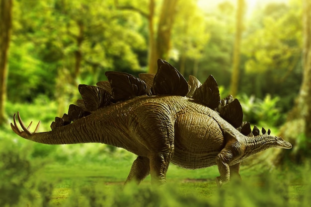 Dinosaurio Estegosaurio en la selva