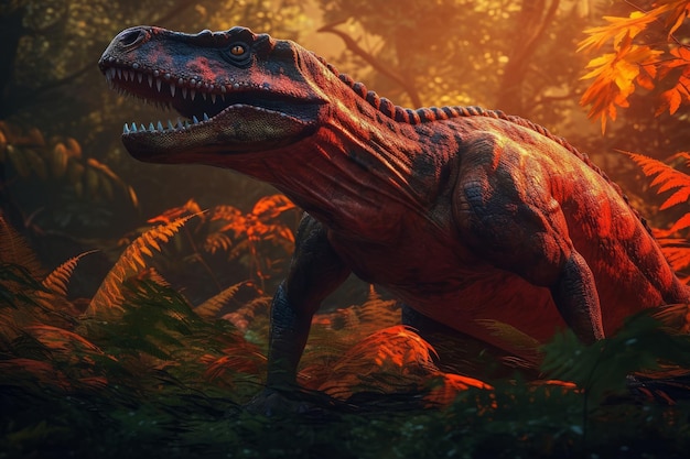 Un dinosaurio en una jungla con la palabra parque jurásico en el frente.
