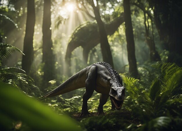 Foto un dinosaurio en la jungla