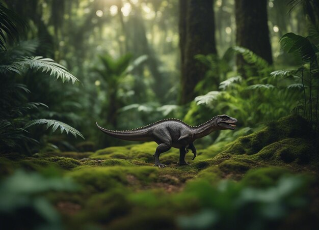 Un dinosaurio en la jungla