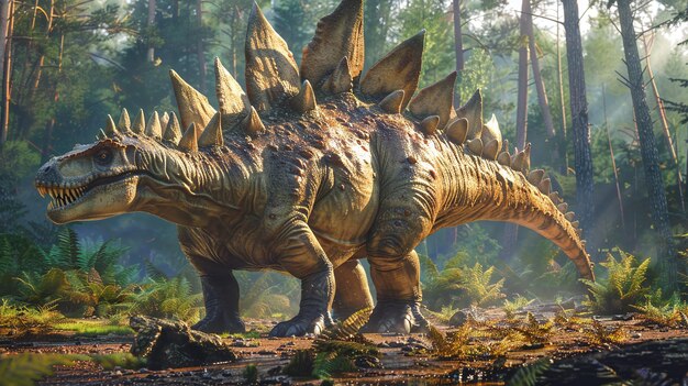 un dinosaurio con un letrero que dice dinosaurio en él