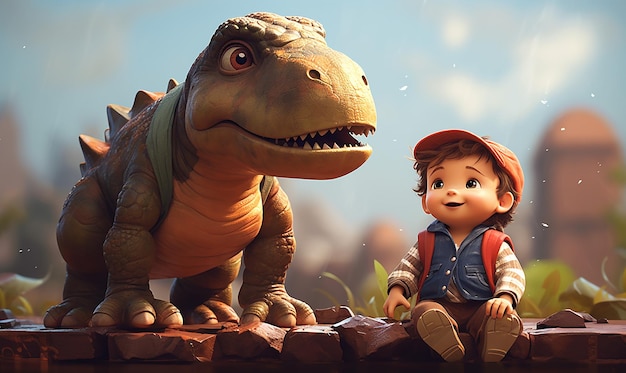 Dinosaurio con niños