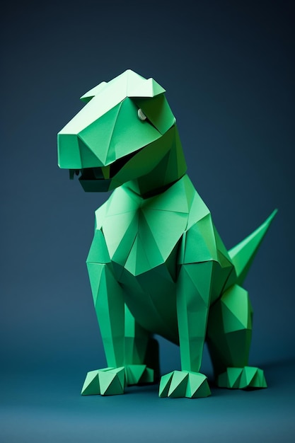 Dinosaurio de origami 3d al estilo de gifs animados ilustrador minimalista canino minimalista