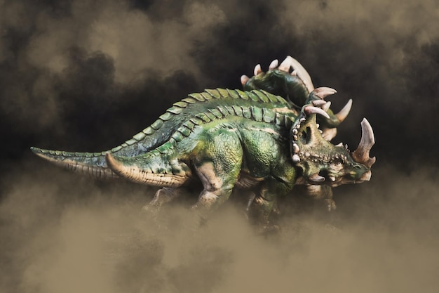 El dinosaurio Sinoceratops en la oscuridad