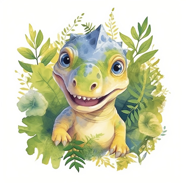 Dinossauro bebê estilo aquarela IA generativa