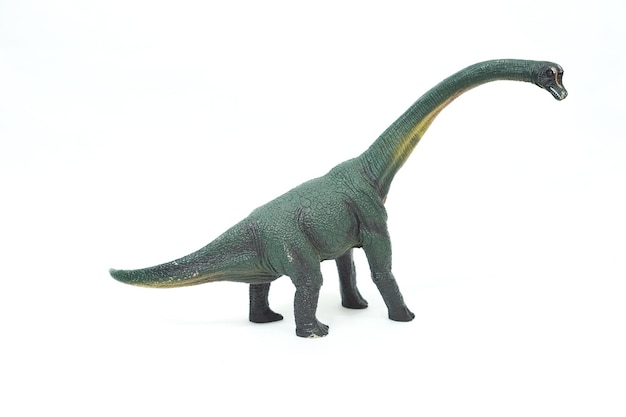 Dinossauro. brinquedo de borracha plástica isolado no branco.