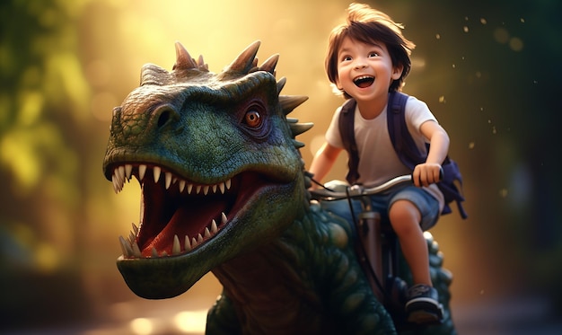 Dinossauro com crianças
