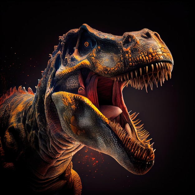 Dinossauro de fantasia na antiga selva pré-histórica Um antigo dinossauro predatório