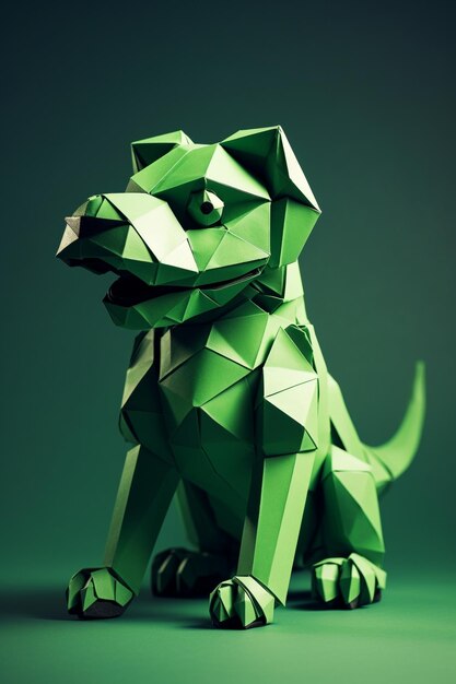 Dinossauro de origami 3d no estilo de gifs animados ilustrador minimalista canino minimalista