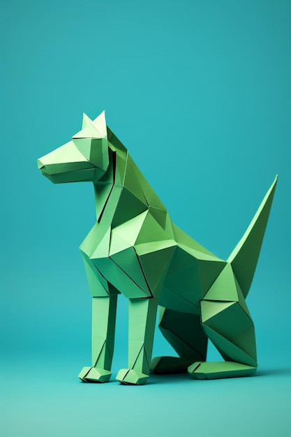 Dinossauro de origami 3d no estilo de gifs animados ilustrador minimalista canino minimalista