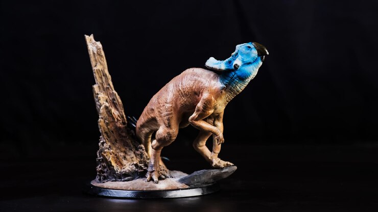 Foto dinossauro protoceratops em fundo preto