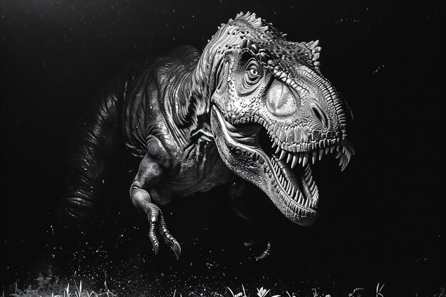 Foto dinossauro tyrannosaurus rex em fundo preto