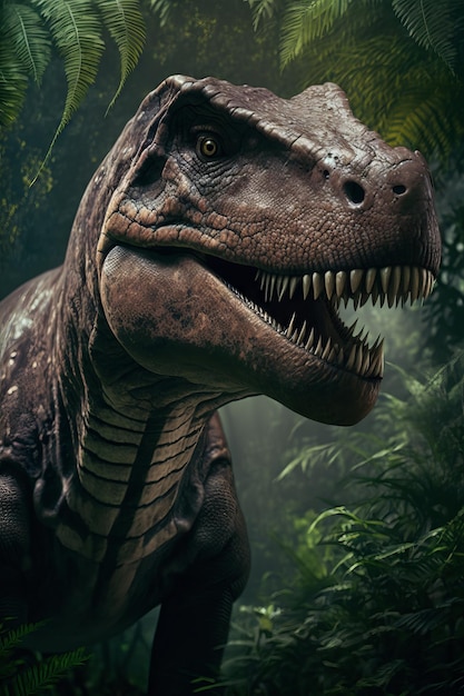 Dinossauro Tyrannosaurus Rex na floresta Generative AI