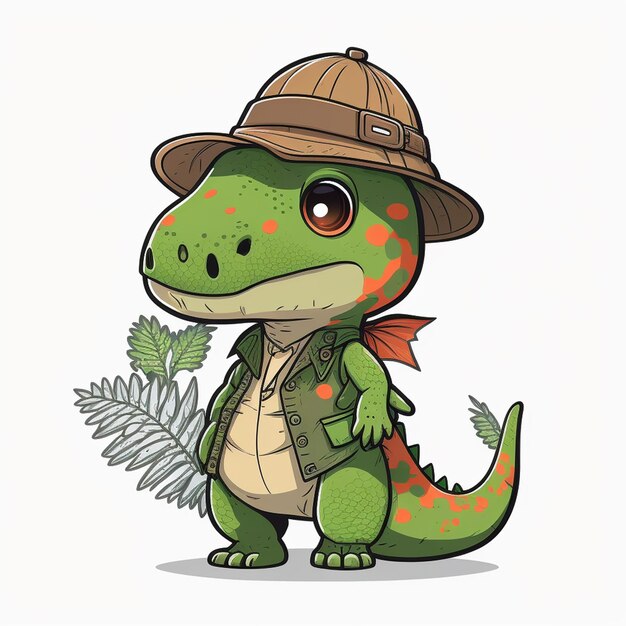 Foto dinossauro usando uma ilustração vetorial de chapéu