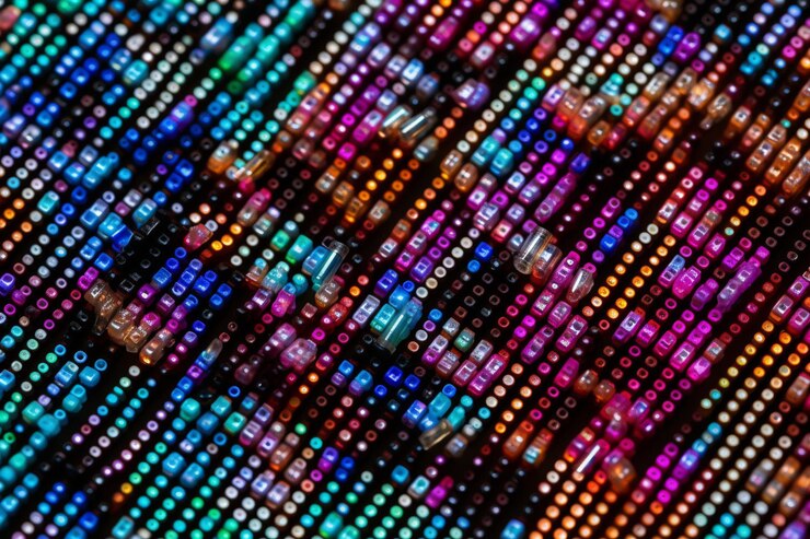 Foto diodo led rgb de primer plano desde un televisor led o un panel de visualización de pantalla de un monitor de computadora led