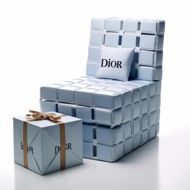 Foto dior pale blue box chair uma fusão única de moda e função por martin parr