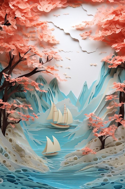 Diorama en capas de papel 3D por Monet