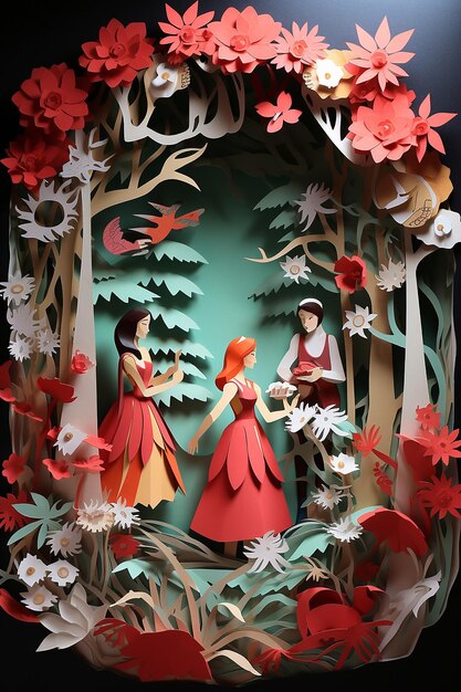 Diorama de arte em papel em camadas para o Dia da Mulher