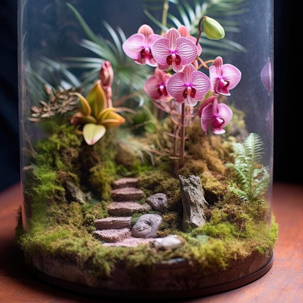 diorama de flor de orquidea ai generativo