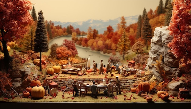 Diorama für den Thanksgiving-Tag