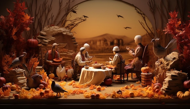 Diorama für den Thanksgiving-Tag