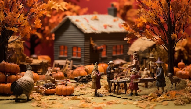 Diorama für den Thanksgiving-Tag