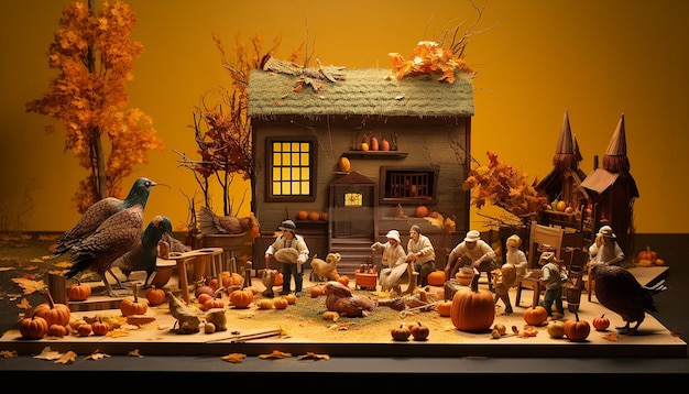 Diorama für den Thanksgiving-Tag