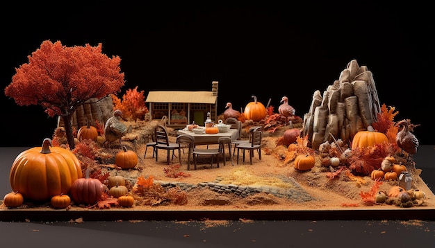Diorama für den Thanksgiving-Tag