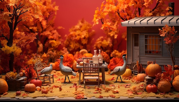 Diorama für den Thanksgiving-Tag