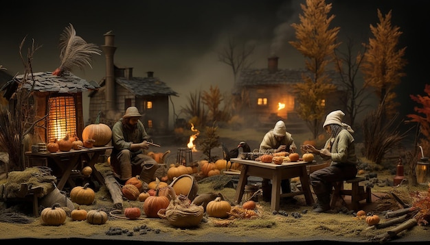 Diorama für den Thanksgiving-Tag